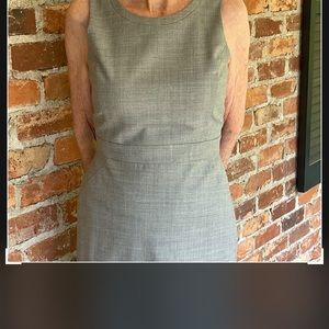 J Crew sleeveless dress, in grey wool/polyester/stretch.